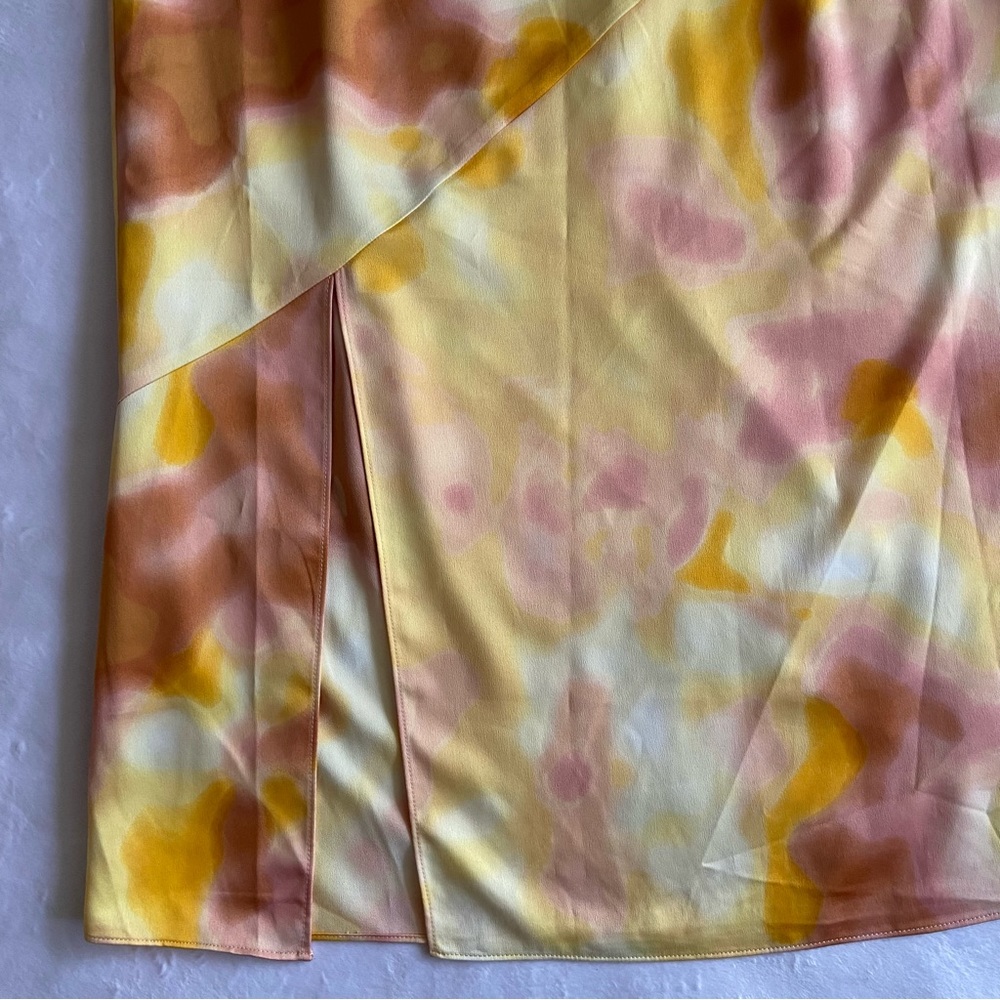 Marc New York Andrew Marc Satin Retro Print A-Line Maxi Skirt With Front Slit - Picture 2 of 10